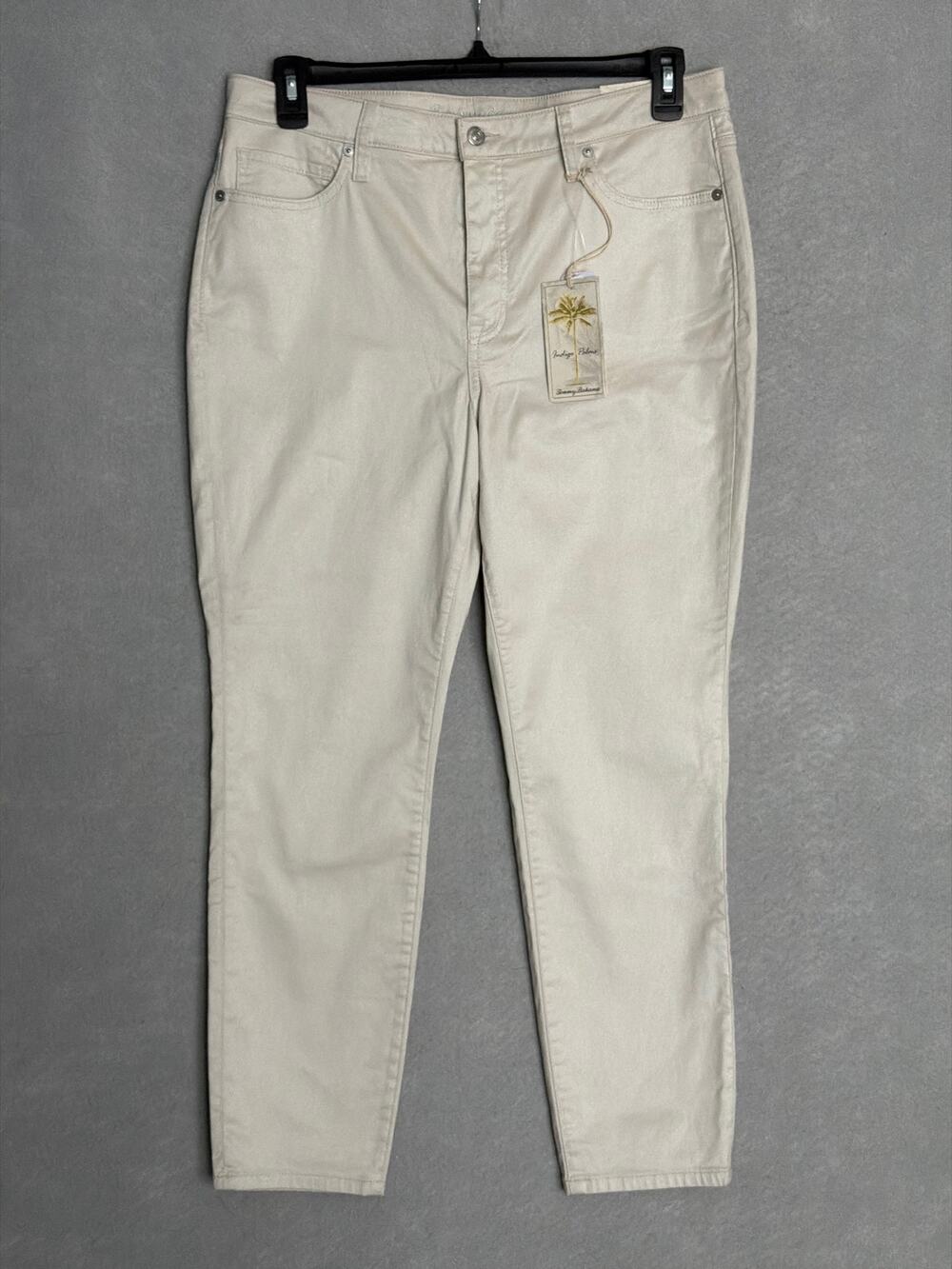 Tommy Bahama Pearl Coated Jeans High Rise Ankle Skinny Women's Size 14 NEW